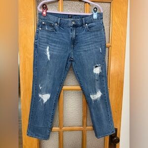 GAP Women's Straight Leg Jeans in Distressed Blue
